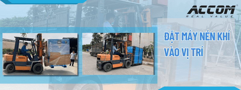 Đặt máy nén khí vào vị trí