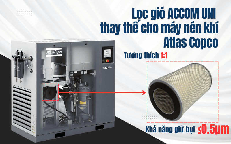 Lọc gió ACCOM UNI chất lượng thay thế cho máy nén khí Atlas copco