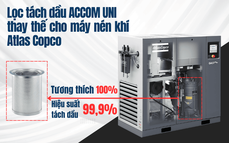 Lọc tách dầu ACCOM UNI thay thế cho máy nén khí Atlas Copco