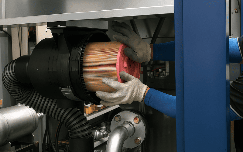 Thay thế lọc gió ACCOM UNI cho máy nén khí Kyungwon