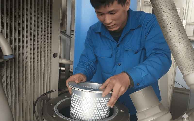 Thay thế lọc tách dầu ACCOM UNI Atlas Copco